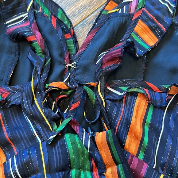 Karlie Striped vNeck Ruffle Dress - Picture 3 of 4